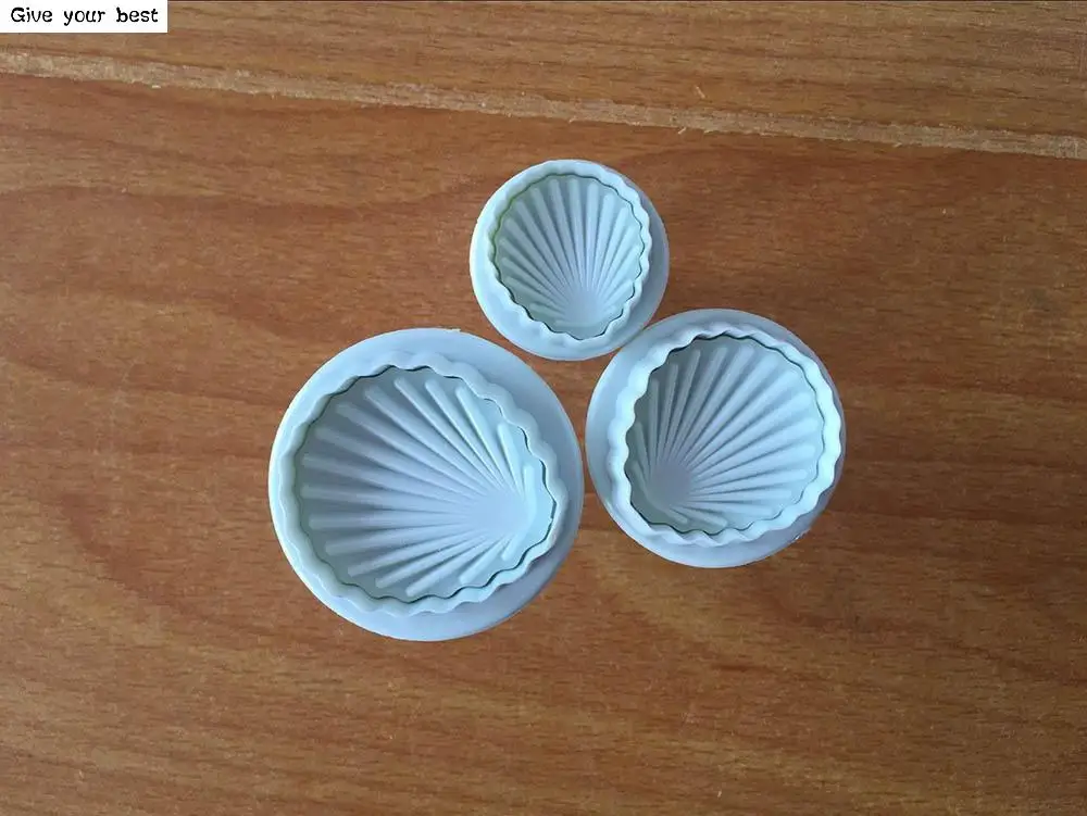3PCS/ set Shell Shape Spring Cake Tools Cookie Plastic Plunger Cutters Biscuit Paste Sugar Press Molds Decorating Tool | Дом и сад