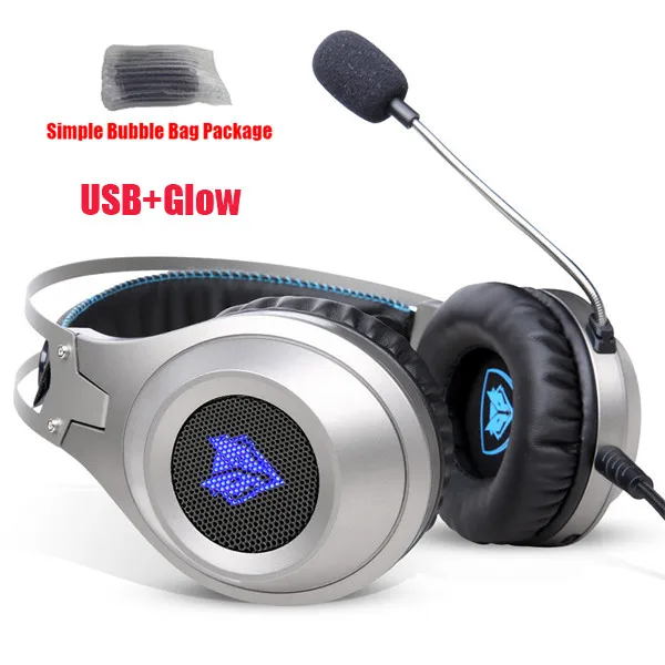 Silver PVC Package XIBERIA бренд Игровые наушники NUBWO N2U Проводная USB гарнитура геймер с микрофоном Регулятор громкости светодиодный для компьютера ноутбука fone - Цвет: Silver PVC Package