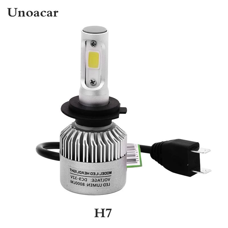 1 пара S2 H4 H7 H1 COB светодиодный головной светильник H11 H13 12V 9005 9006 H3 9004 9007 9012 80W 8000LM