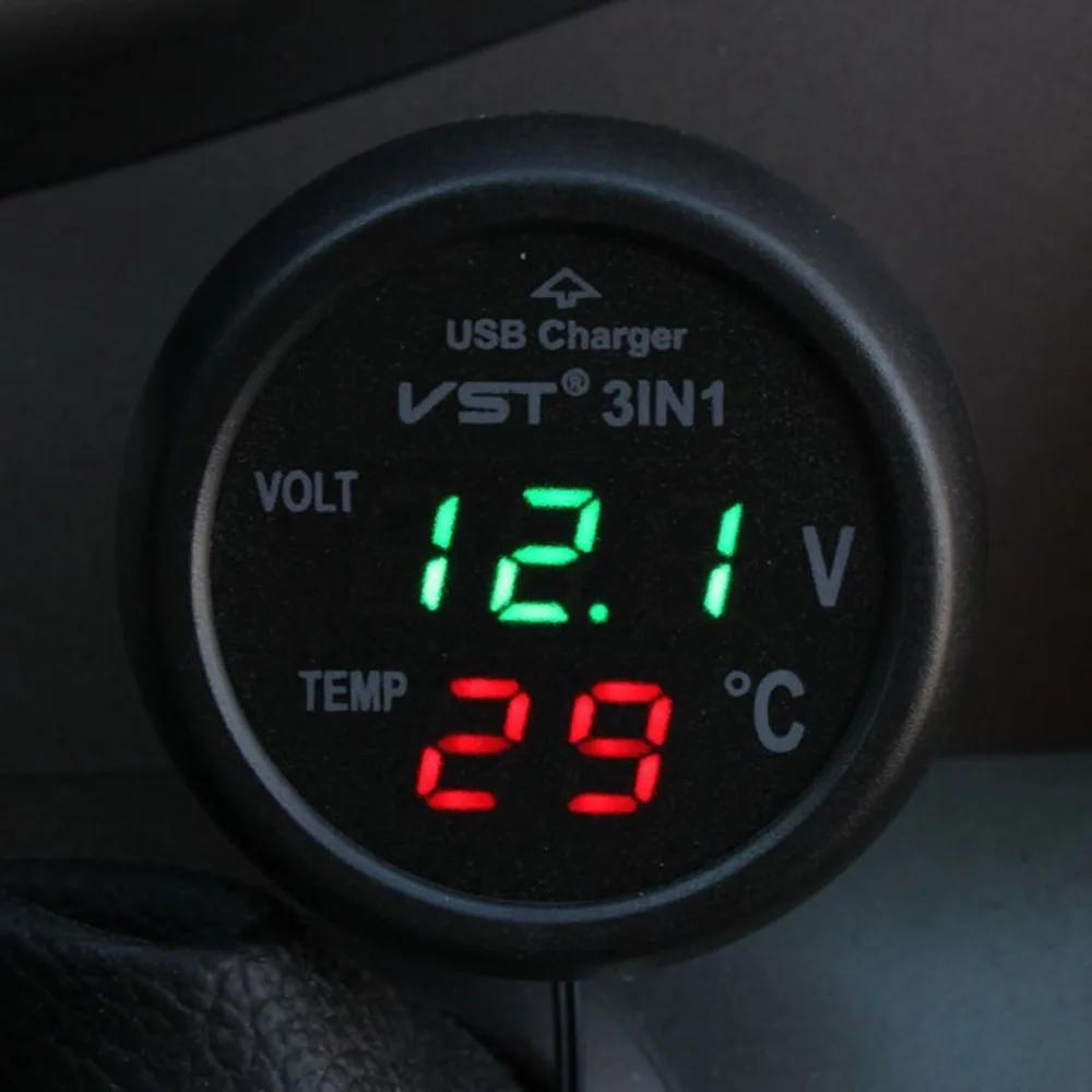USB Автомобильное зарядное устройство прикуриватель измеритель напряжения 12/24 в