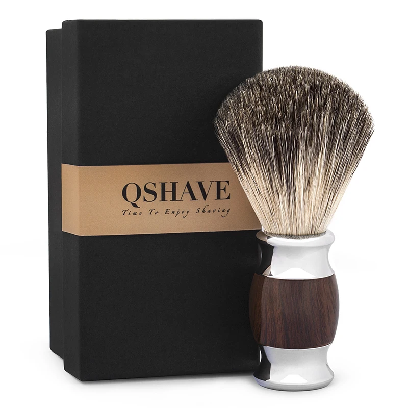 Qshave Man чистая барсука щетка для бритья дерево 100% бритвы безопасная прямая