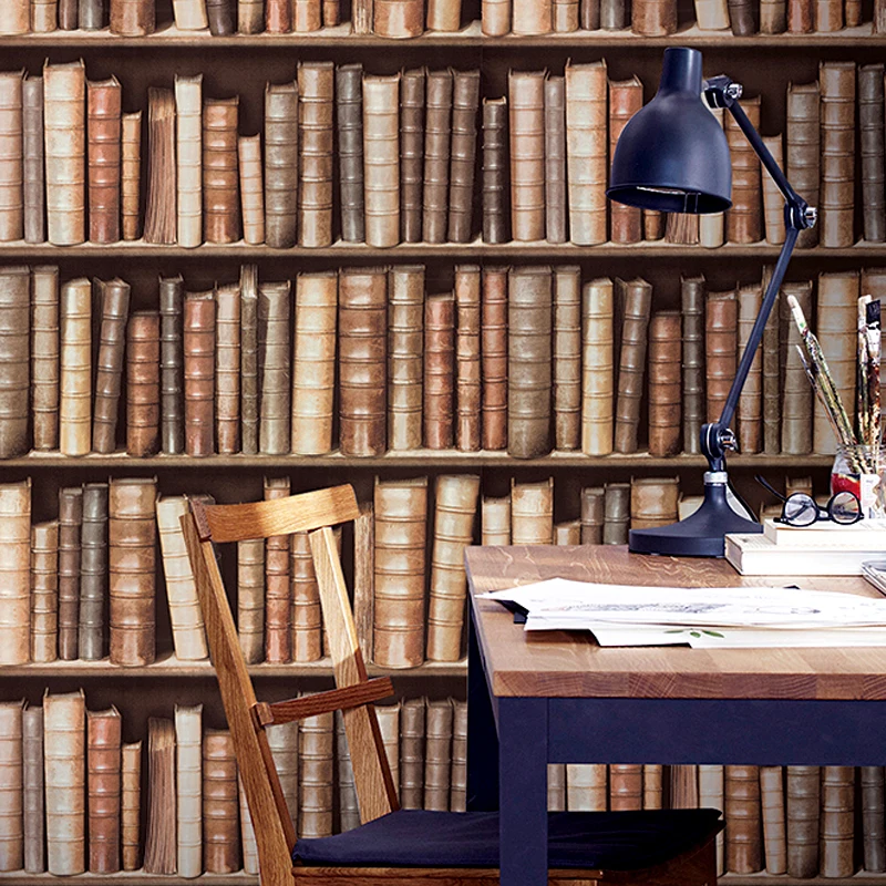 Обои с книжной полкой 3d китайские стереонаушники европейские обои для учебы library