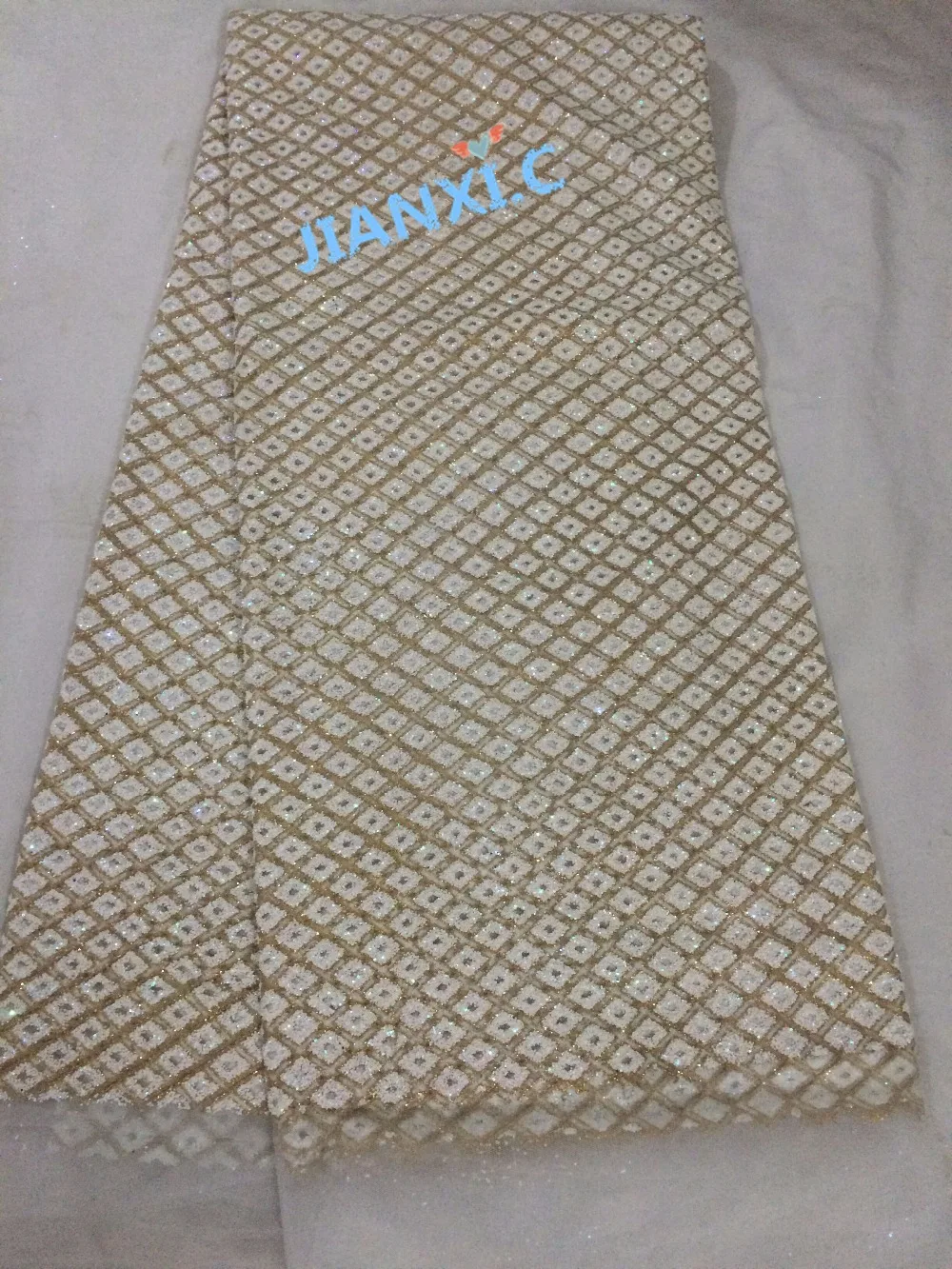 NEW design glitter sequins French lace fabric JIANXI.C-1116101 African tulle for bridal dress | Дом и сад