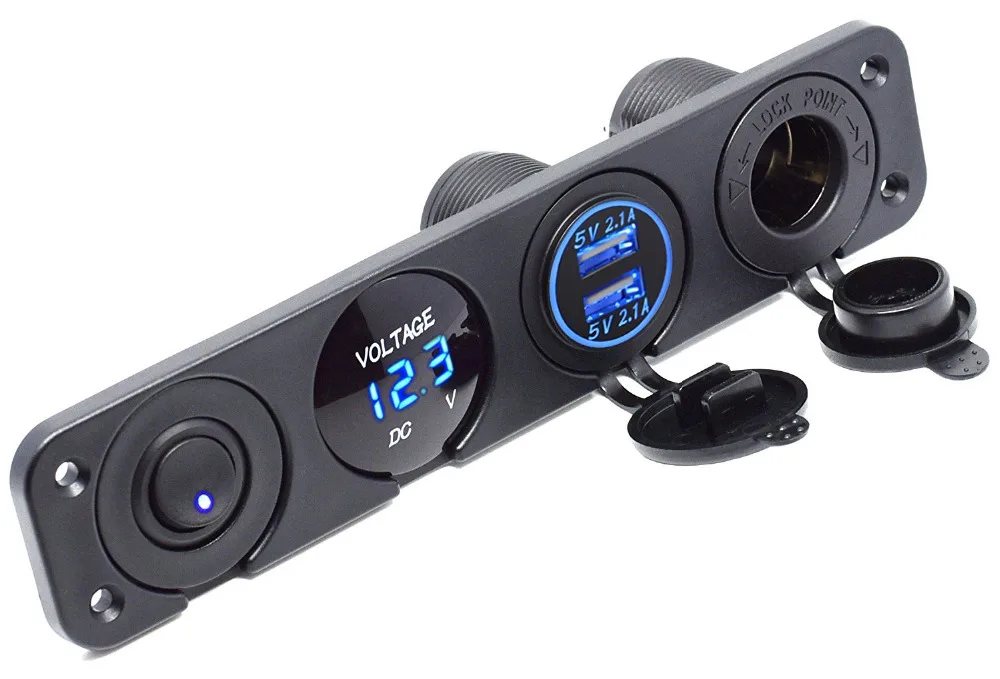 Двойное зарядное устройство USB 4 2 а светодиодный вольтметр 12 в выключатель