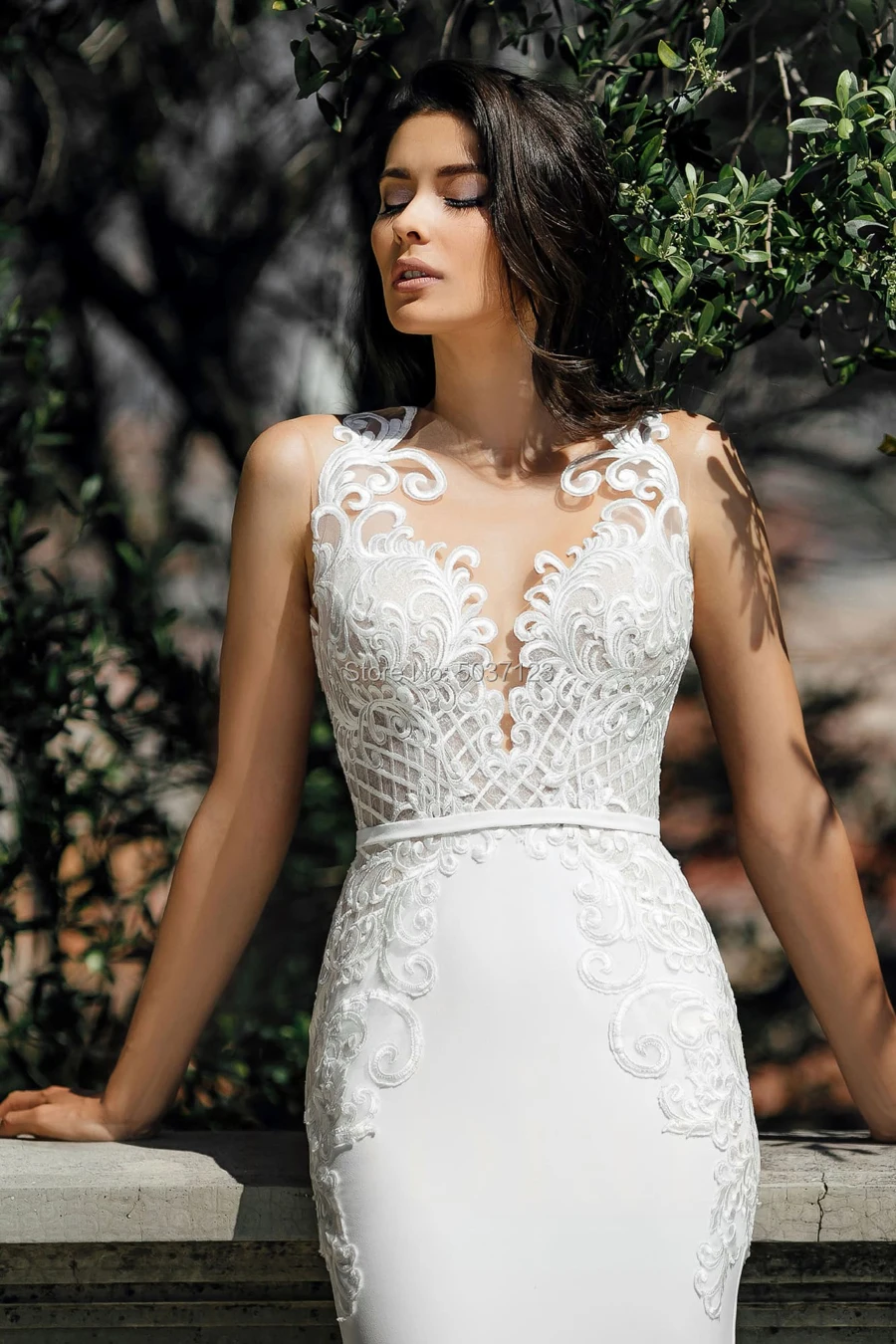 Свадебные платья с русалочкой Vestido De Noiva атласное без рукавов с кружевным орнаментом Кнопка иллюзия свадебное платье сделано