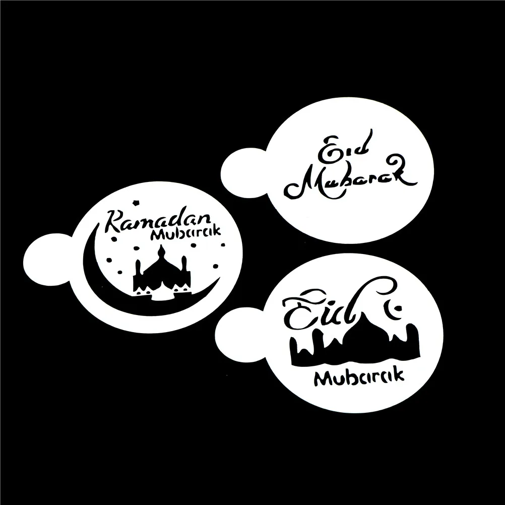 New 3/6Pcs Eid Mubarak Ramadan Coffee Printing Template Spray Stencil Set DIY Fondant Cake Biscuits Decoration Tools | Дом и сад