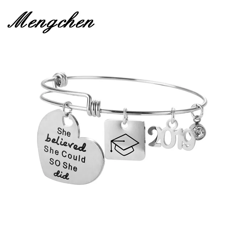 

5PCS New Design She believed she could so she did Bracelet Bangle Stainless Steel Bracelet Jewelry Gift