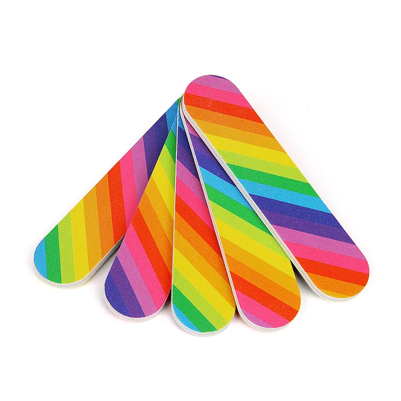 Rainbow color 5 шт. короткие цвета радуги мини ногати наждачная бумага для полирования светильник желтый средство для снятия макияжа с Маникюрный Инструмент для обрезки - Цвет: Rainbow color