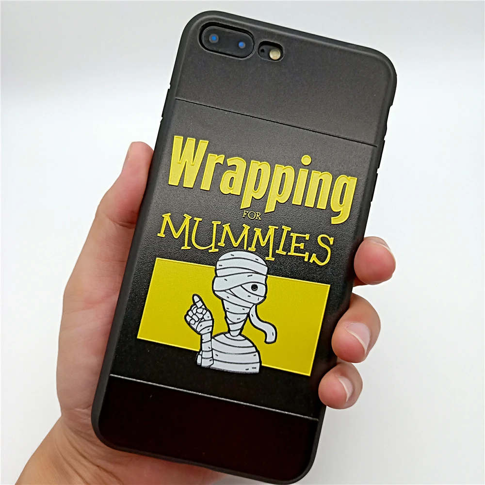 Чехлы для iphone 7 3D рельеф упаковка Mummie Телефон чехол 6 S 8 Plus X черный кожа упал мягкий