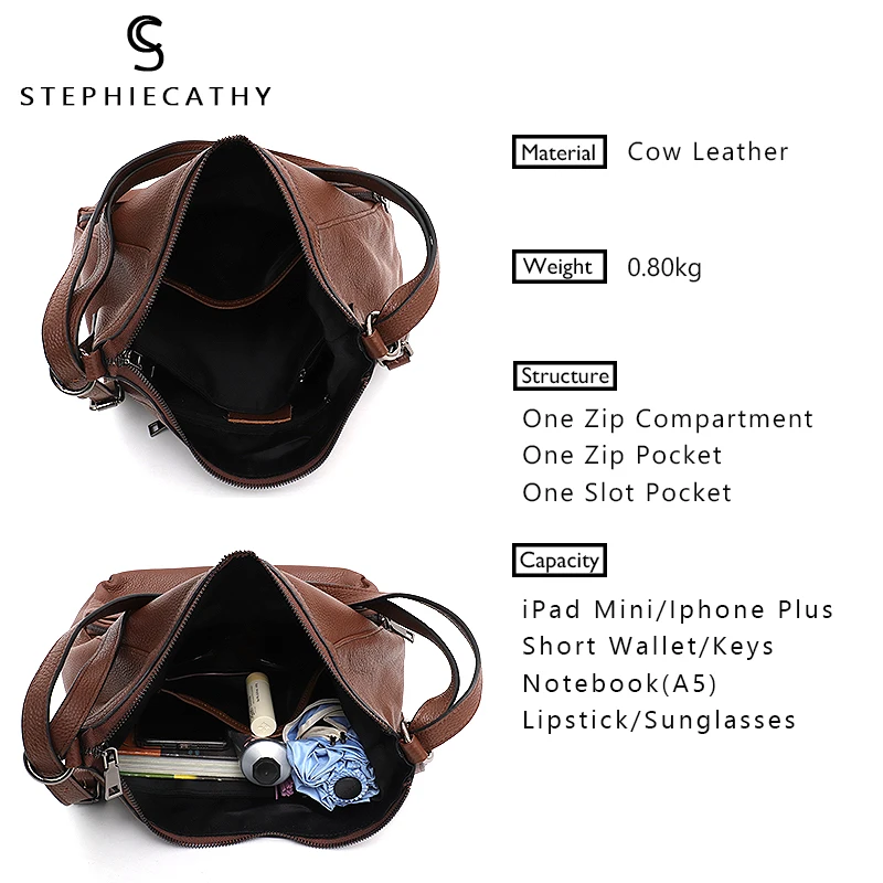 SC женские сумки из натуральной кожи коровьей большой емкости Хобо на ремне