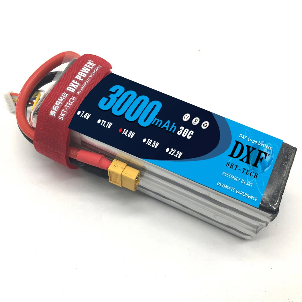 2017 DXF мощный высококачественный lipo аккумулятор 14 8 v 3000mAh 4S 30C для rc вертолета