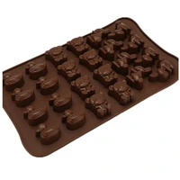1pc baking tools silicone mold 24 cavity cartoon rabbitduckbear shape mold chocolate mold for bakingicesoap non stick