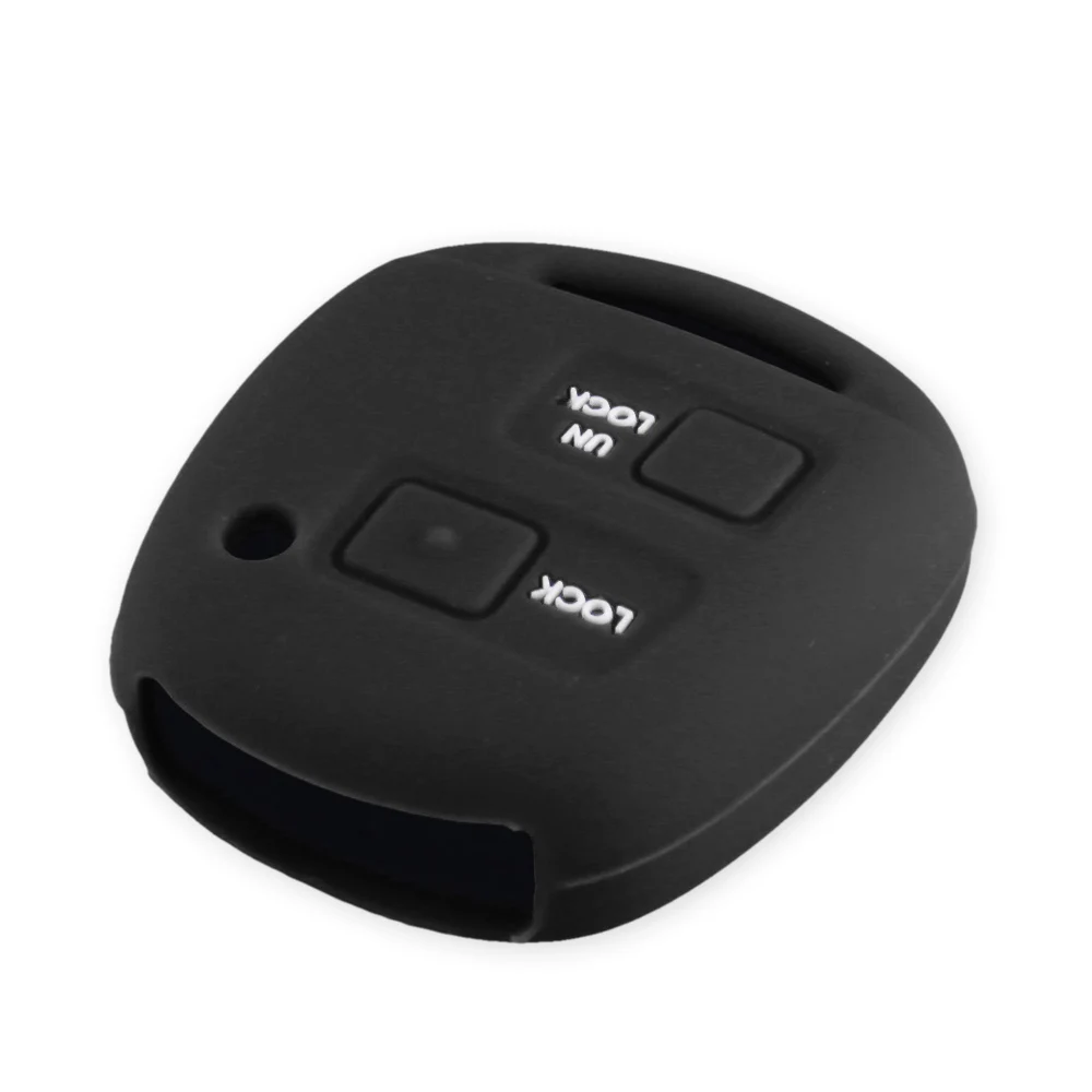black KEYYOU, 2 кнопки, силиконовый автомобильный брелок, чехол для TOYOTA CAMRY RAV4 Corolla PRADO YARIS Tarago для LEXUS - Название цвета: black