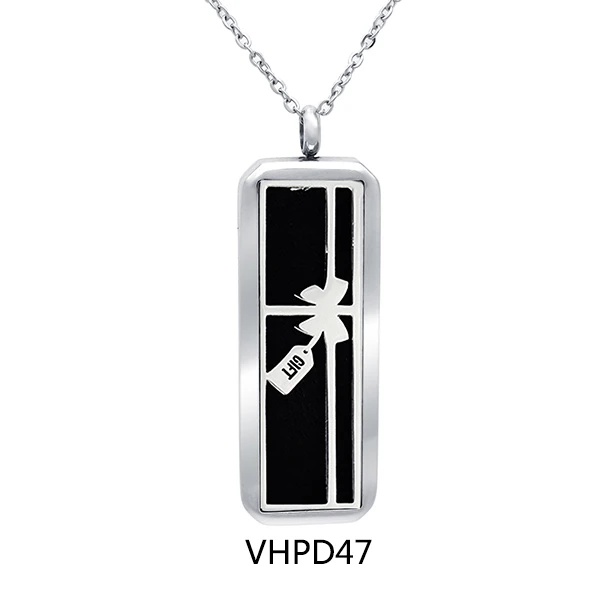 VHPD47 Прямоугольник ароматерапия медальон Подвески эфирные масла 316L нержавеющая сталь диффузор медальон ожерелье с подушечками - Окраска металла: VHPD47