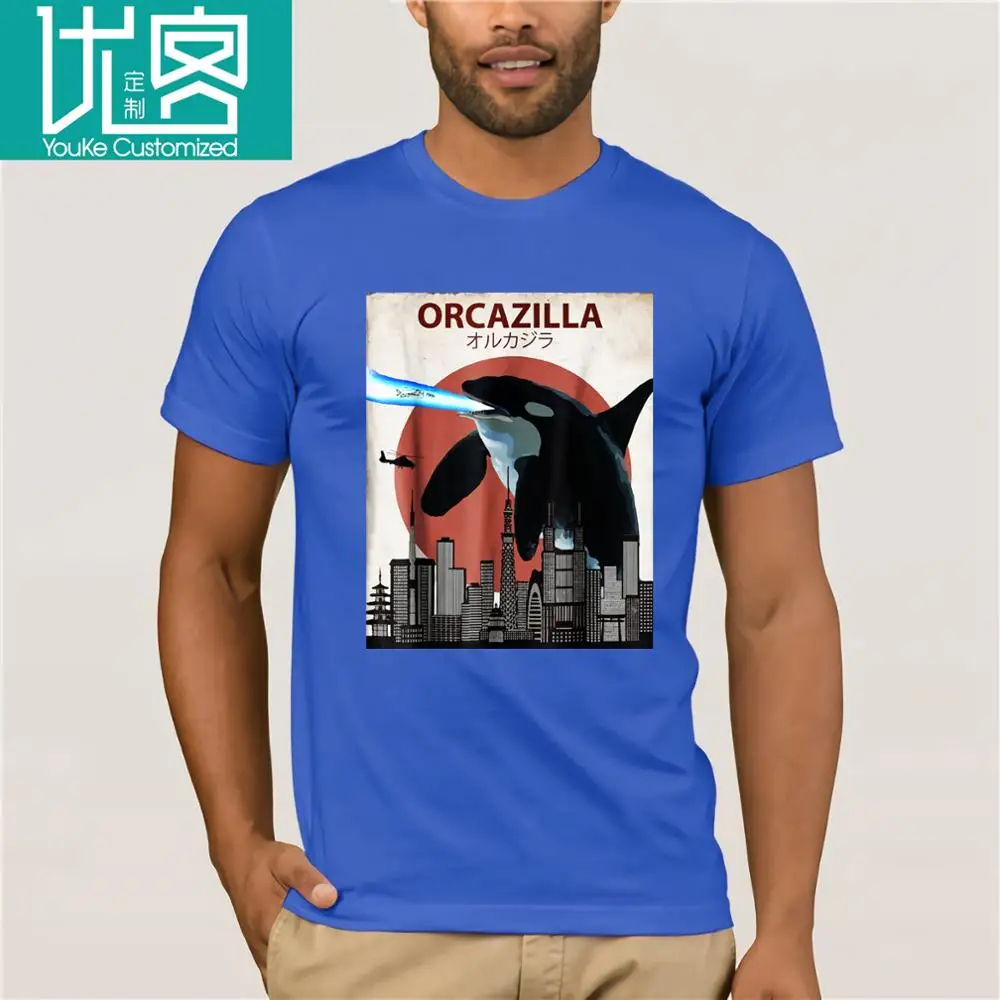 2019 Новая мужская футболка с коротким рукавом 100% хлопок для мужчин Orca zilla забавная