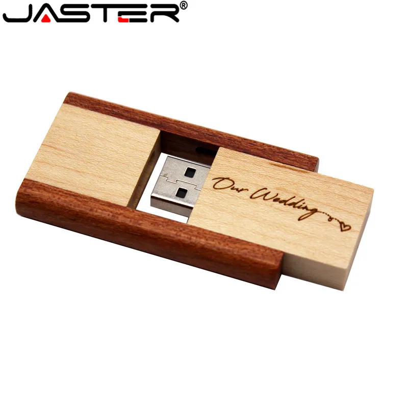 JASTER(более 10 шт бесплатный логотип) Вращающийся деревянный USB флэш-накопитель 4 ГБ 8 ГБ 16 г 32 Гб U диск фотография свадебный подарок