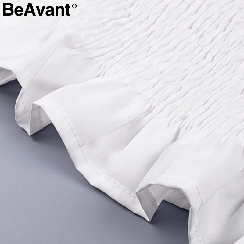 Женская винтажная блузка BeAvant белая с квадратным воротником и длинным рукавом