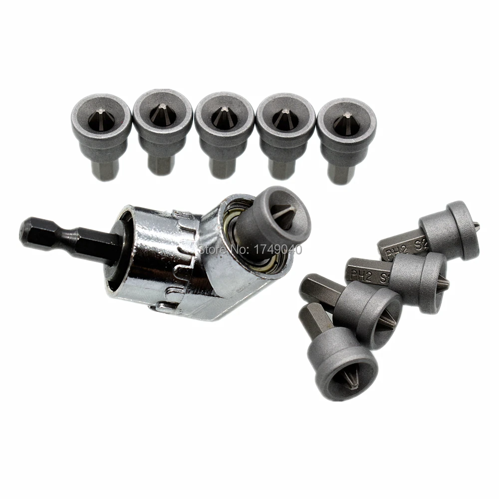 

1/4" Hex Driver Socket Bit Holder Adaptor 105 Degrees Angle Extension Tool with 10pcs Drywall Screw PH2 Phillips Screwdriver Bit