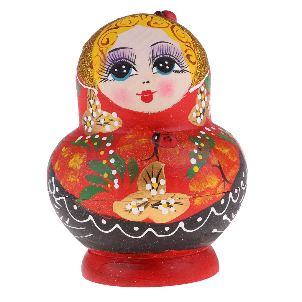 

Chromatic 10 Pieces Wooden Babushka Russian Nesting Doll Hand Painted Matryoshka Doll Woman - Red