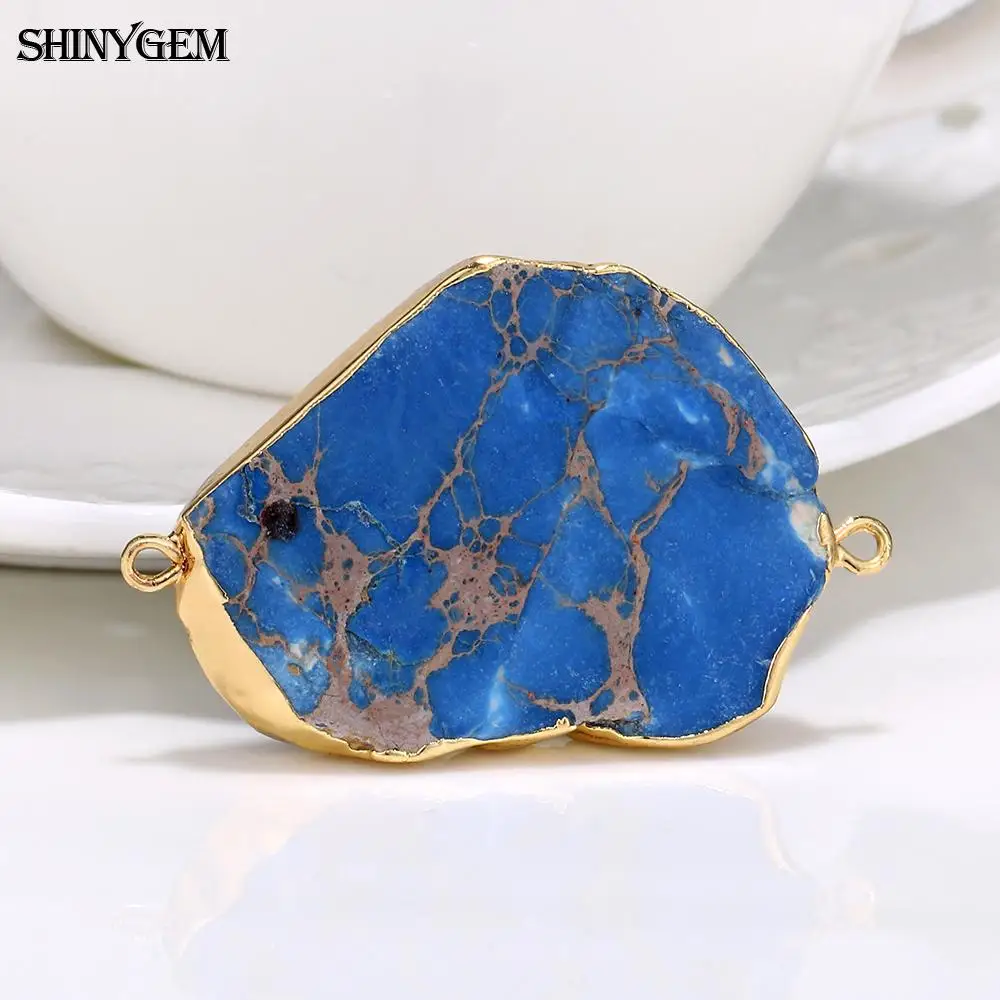 ShinyGem нерегулярный морской камень из осадочной породы разъемы для изготовления ювелирных изделий позолоченный натуральный камень ломтик Разъем Шарм аксессуары