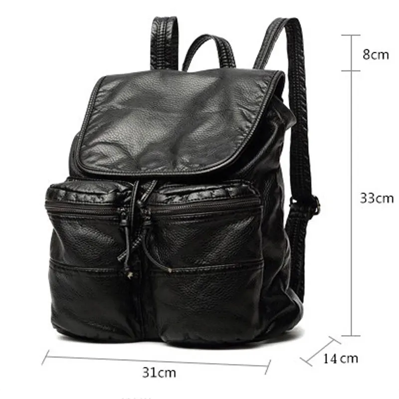 Новый PU Черный Рюкзак Мода Путешествия Обложка Softback Мешок Большой Емкости