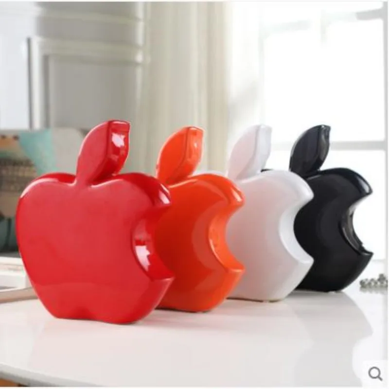 

Modern creative home decorations, living room wine cabinet TV cabinet decoration, ceramic apple model crafts, desktop decoration