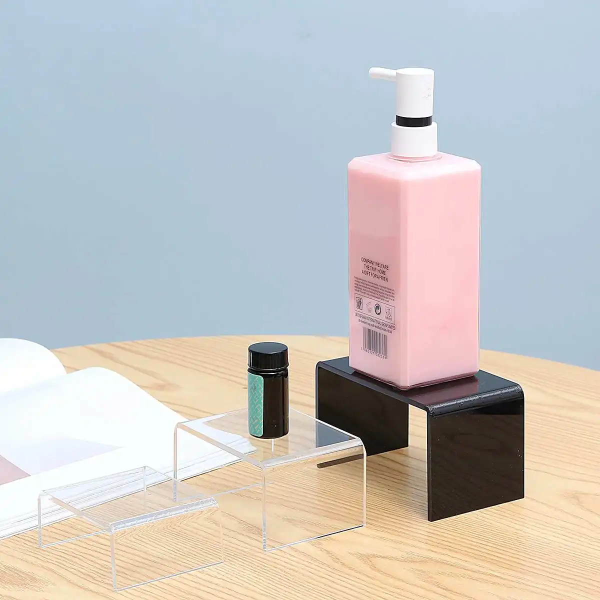 3Pcs/Set Acrylic Display Bridges Riser Shelf Plinths Retail Stall Shoe Racks Jewelry Figurines Collection Stand Holder Black