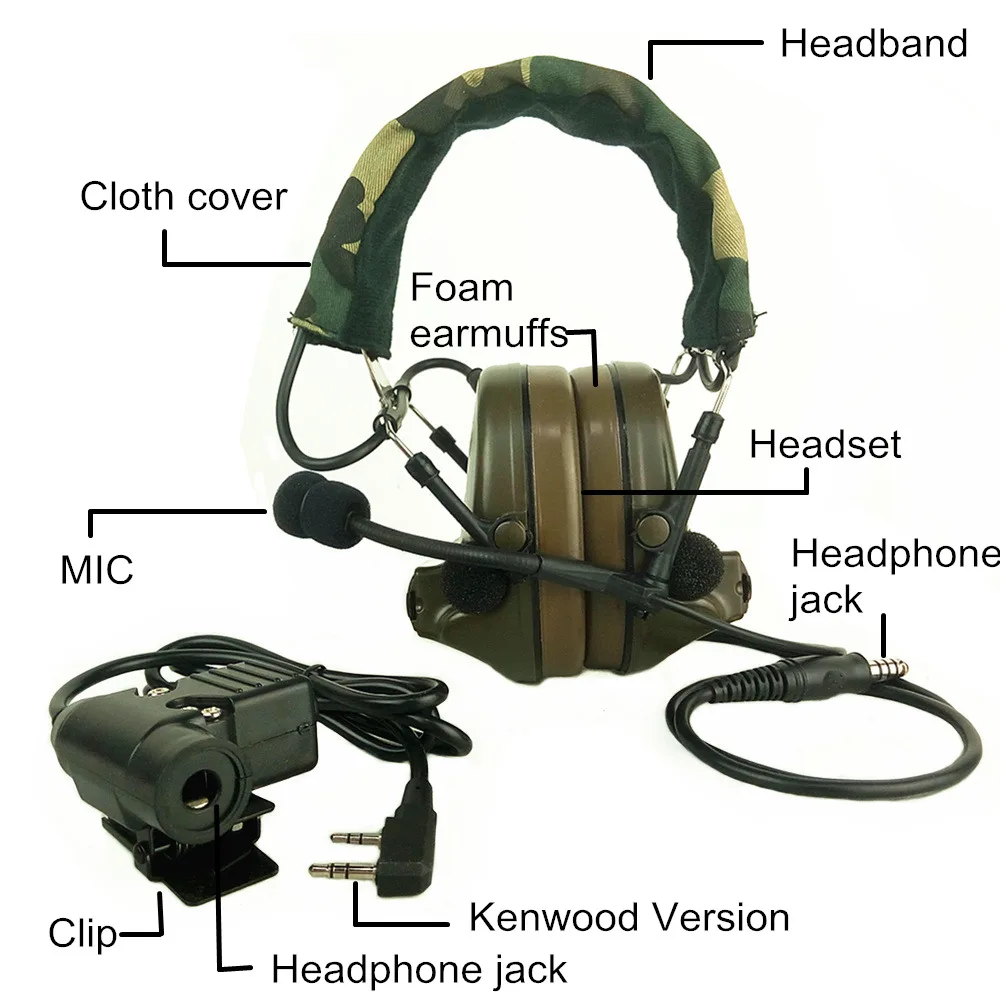 Z тактическая гарнитура наушники с U94 PTT Kenwood 2 Way Pin Comtac II Шум Снижение иди и болтай