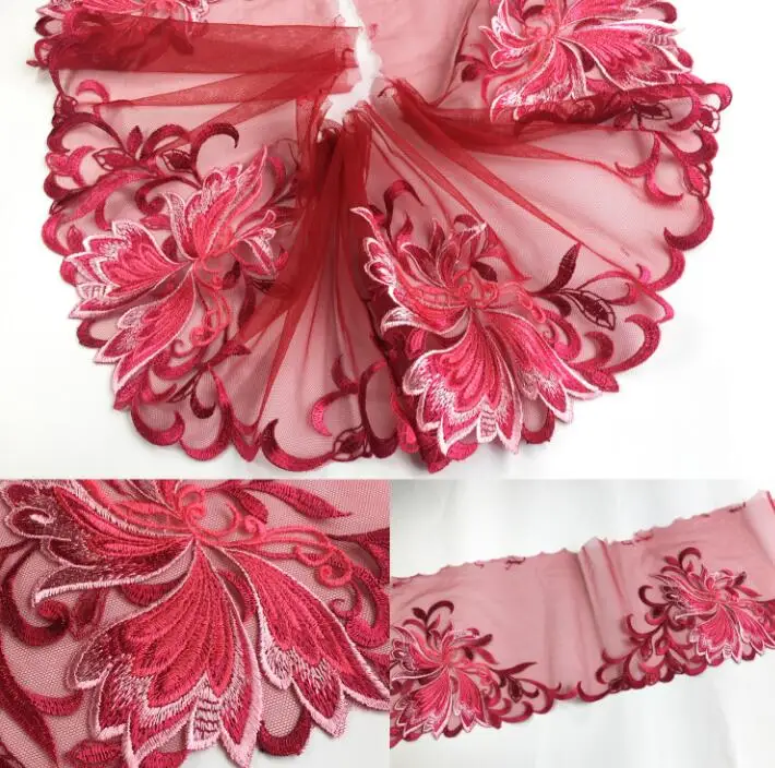 Кружевная аппликация с вышивкой ширина 18 см 1 метр | Дом и сад