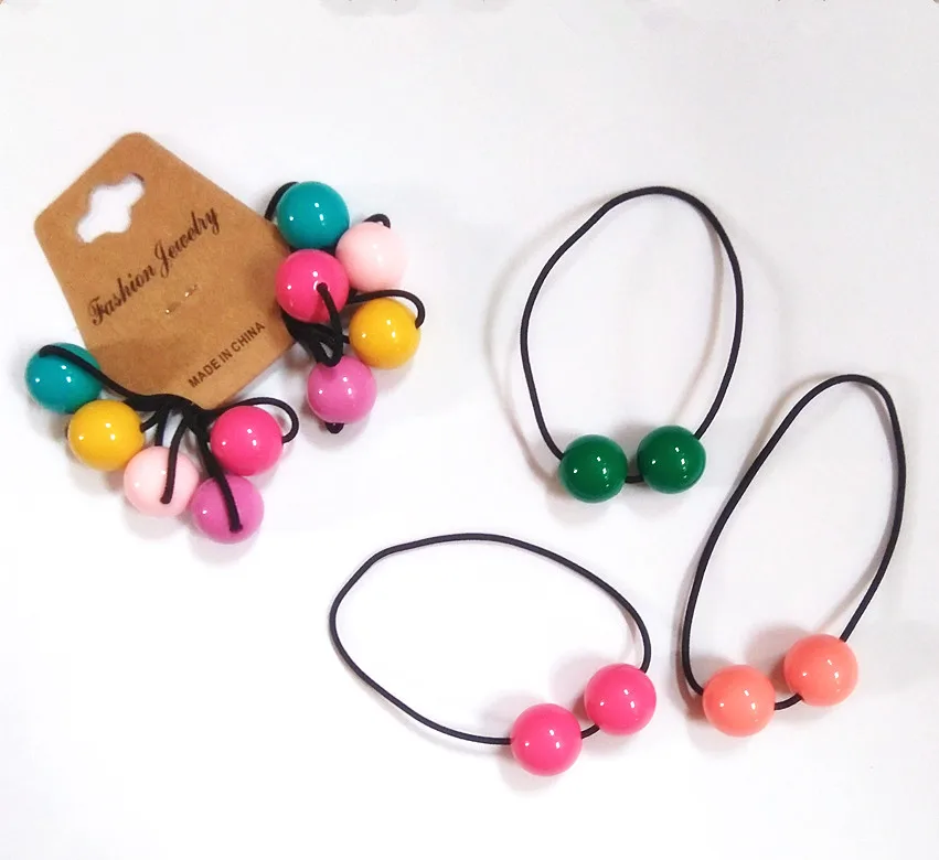 10 шт./лот модные резинки для волос с круглыми шариками Детские эластичные резинка
