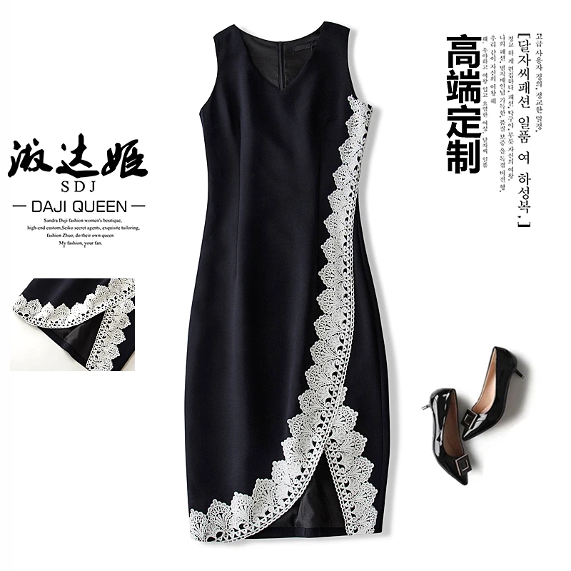 2017 лето V-образным Вырезом Полосатый Средний-Икра Танк платье Без Рукавов Краткое