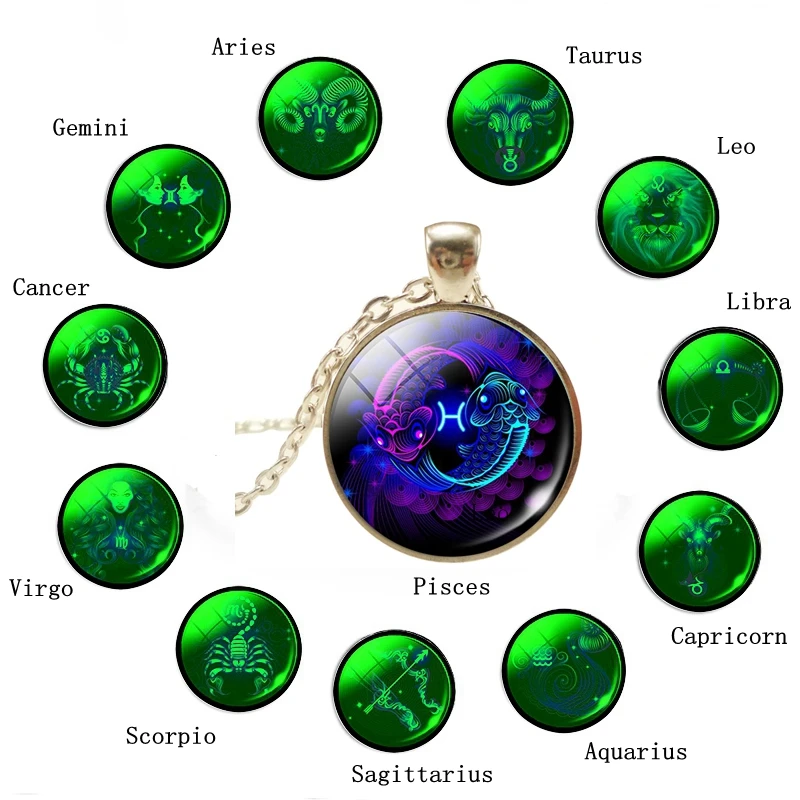 Новый стиль модное ожерелье с подвеской светящиеся созвездия 12 знаков зодиака