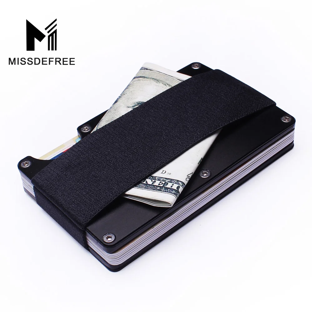 Алюминиевый RFID блокирующий мини тонкий кошелек с зажимом для денег