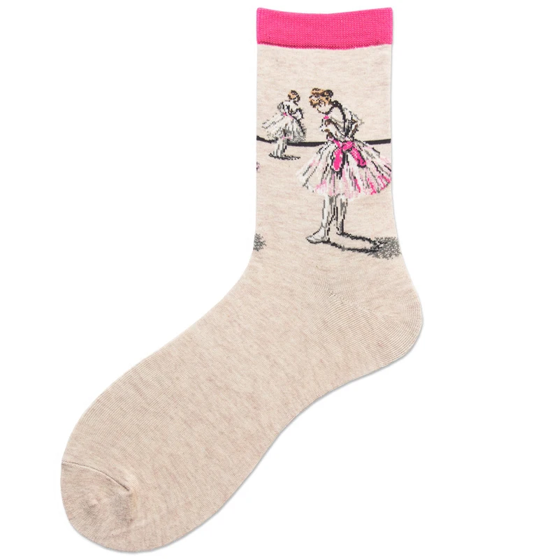

10 pairs Casual Combed Cotton Men Socks Unisex Retro Art Oil Painting Crew Socks Fashion Colorful Funny Dress Meias Happy Socks