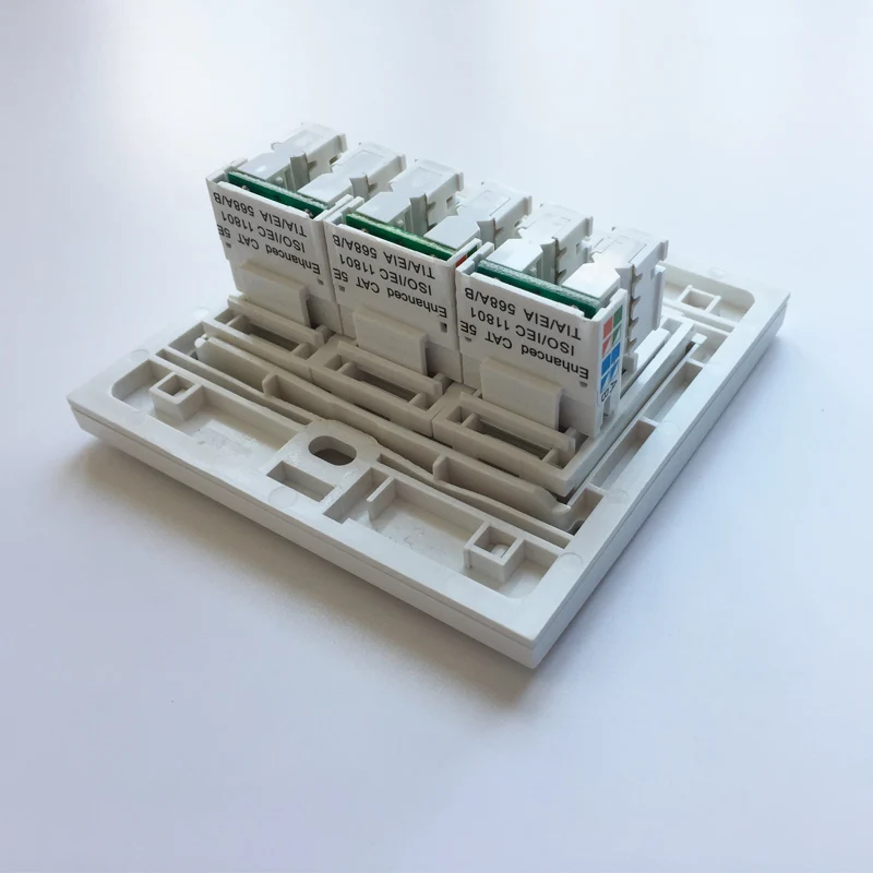 3 порта CAT5 RJ45 настенная панель Интернет LAN штекер с раздвижной крышкой дверь 86x86