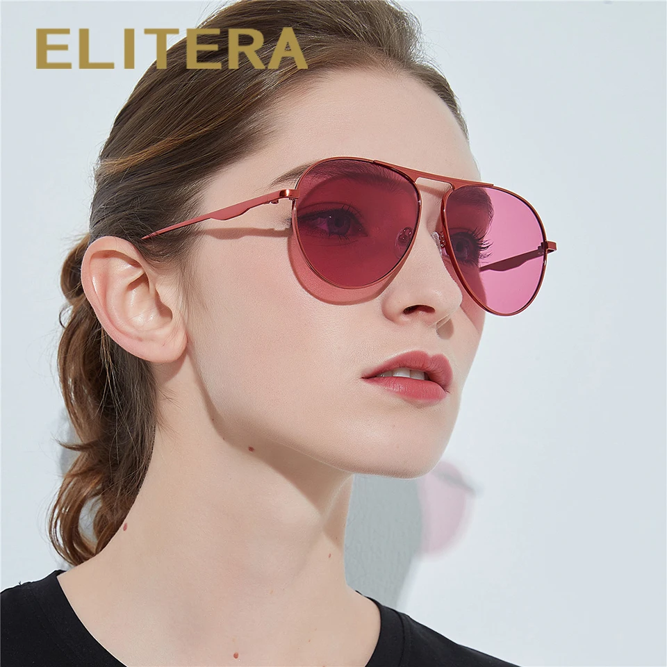 ELITERA модные дизайнерские солнечные очки пилота женские сплав овальные линзы