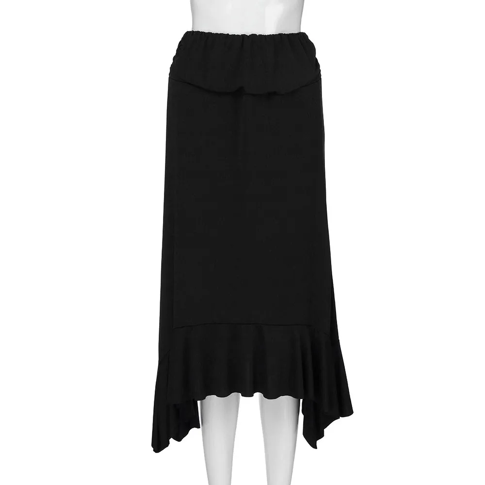 Свободная Страусиная Женская однотонная струящаяся юбка-платок Hemline миди юбка с высокой талией длинная юбка женская повседневная юбка в стиле ампир