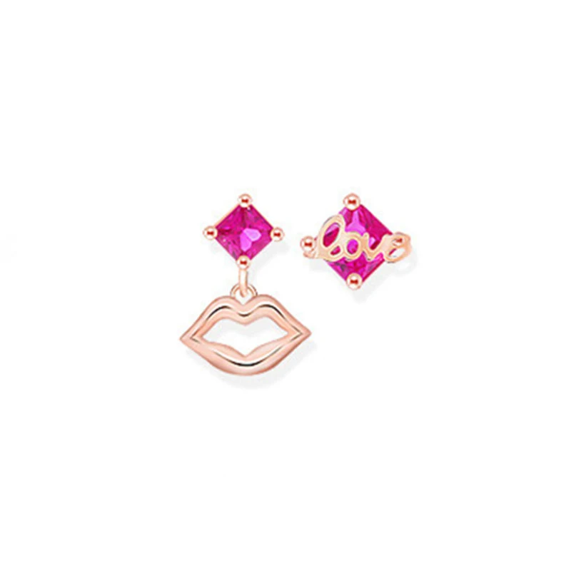 Hutang губ любовь серьги в 925 пробы серебро кубического циркония Fine Jewelry для девочек