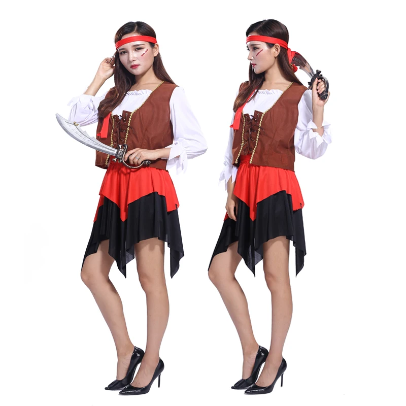

Halloween costumes female adult role playing Pirates of the Caribbean pirate captain dress costumes stage performance clothing