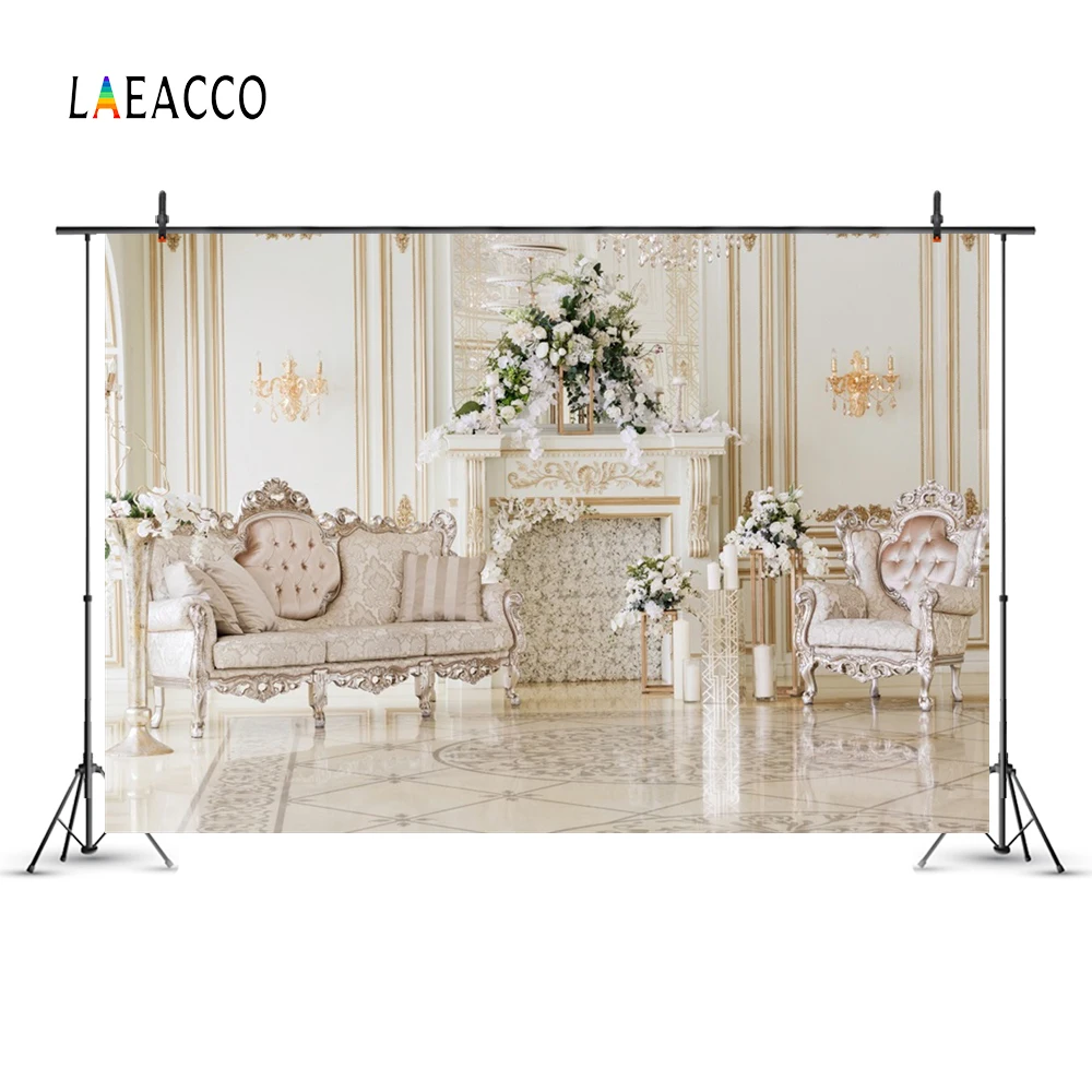 Laeacco дворец интерьер камин кресла цветы Рождество фотографии фоны для фотографий фоны для фотостудии