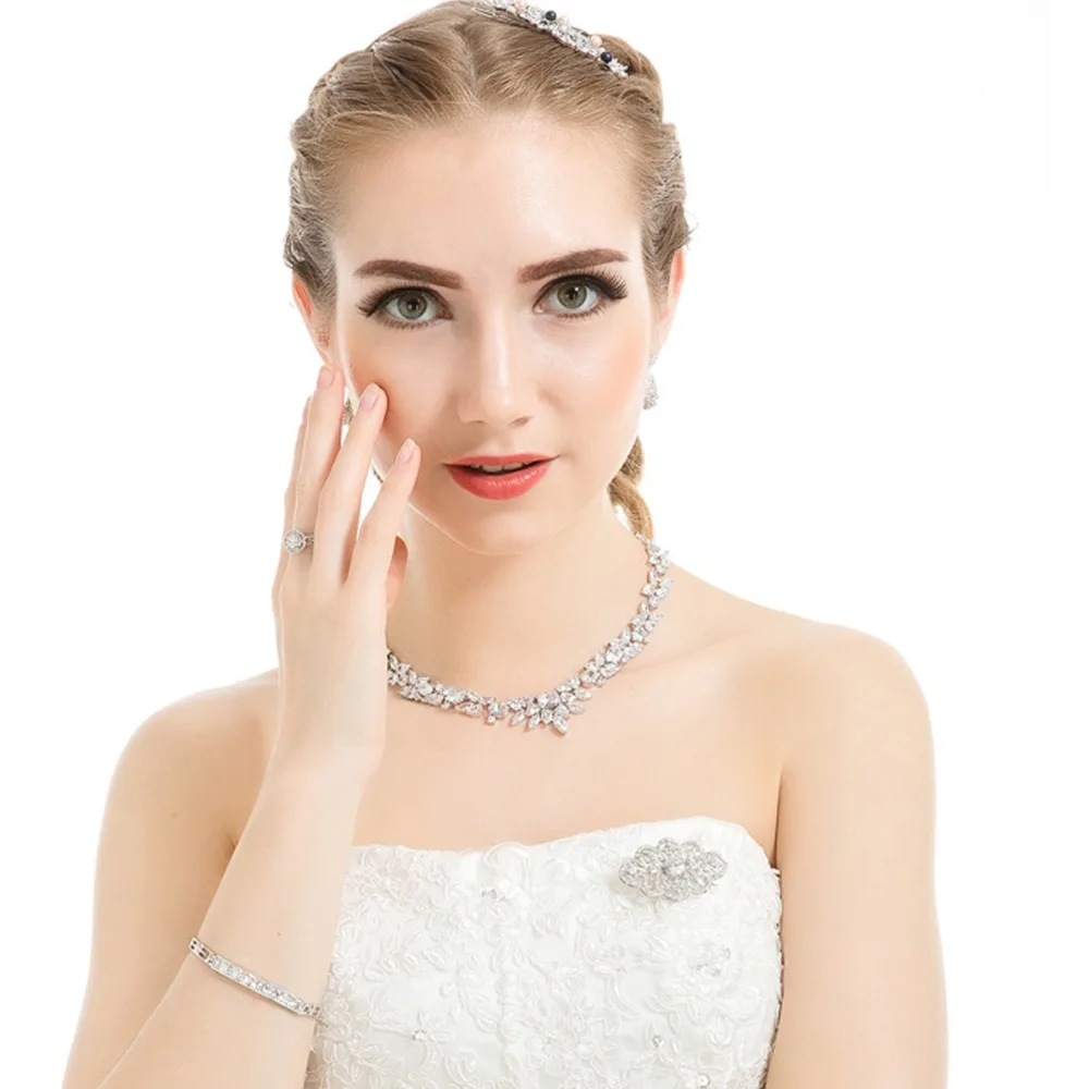 LUOTEEMI Luxury Sparkling AAA Cubic Zirconia Bridal High Quality Wedding Choker Necklace White Gold-Color For Women Jewelry Gift | Украшения