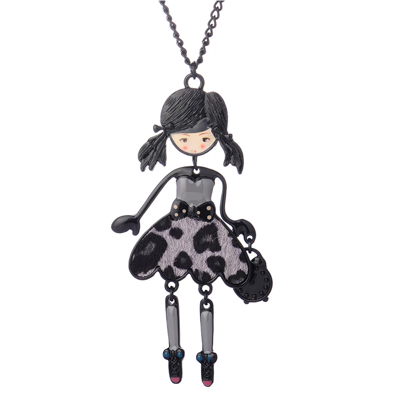 Классическое эмалированное ожерелье с куклой женское из сплава подвеской для