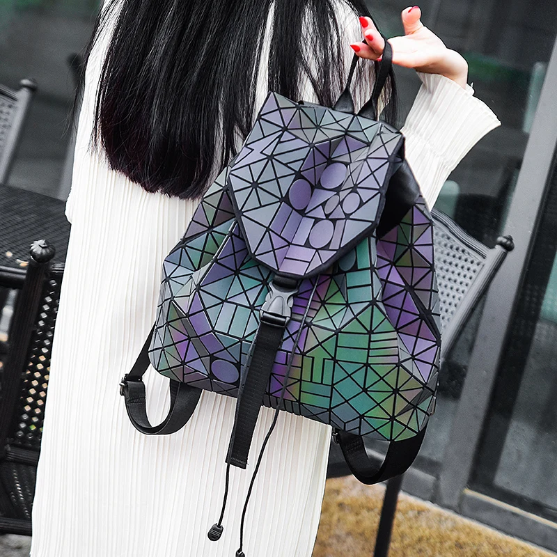 2017 Новый матовый геометрический рюкзак светящаяся сумка студенческая школьная