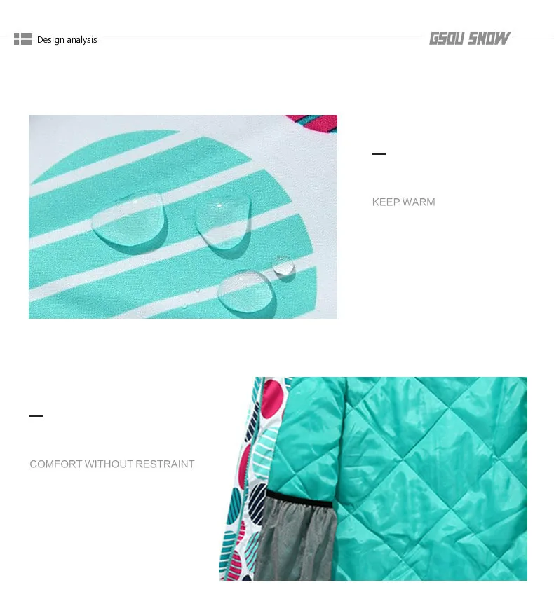 GSOU зимний женский лыжный костюм с волнистыми точками зимняя ветрозащитная