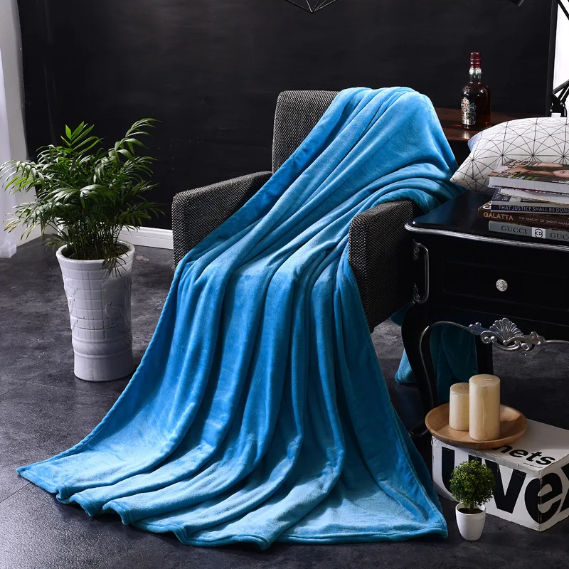 sky blue Фиолетовый плотная однотонная одежда плюшевые теплые одеяло автомобиля чехол для дивана для взрослых детей мягкие покрывала 100x150 150x200 180x200 200x230 - Цвет: sky blue
