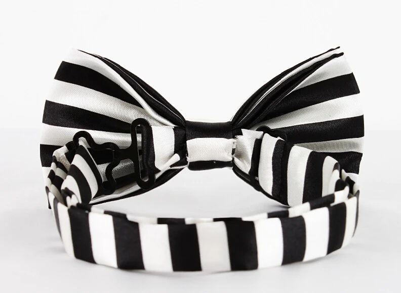 Elegant Black White Striped Bow Ties GROOM WEDDING BOW TIES Horizontal Stripes Contrasting Color Tie | Аксессуары для одежды