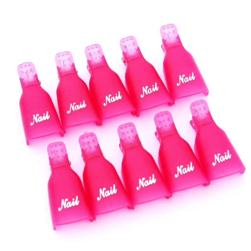 Rose Red 10 шт пластиковые колпачки для удаления ногтей, впитывающие Soakers, УФ-гель, акриловые обертывания, Лайк для дизайна ногтей, инструменты для обработки масла, средство для удаления кутикулы - Цвет: Rose Red