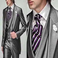 custom made silver groom tuxedosbest man suit wedding suits groomsman men suitsbridegroom jacketpantsvest