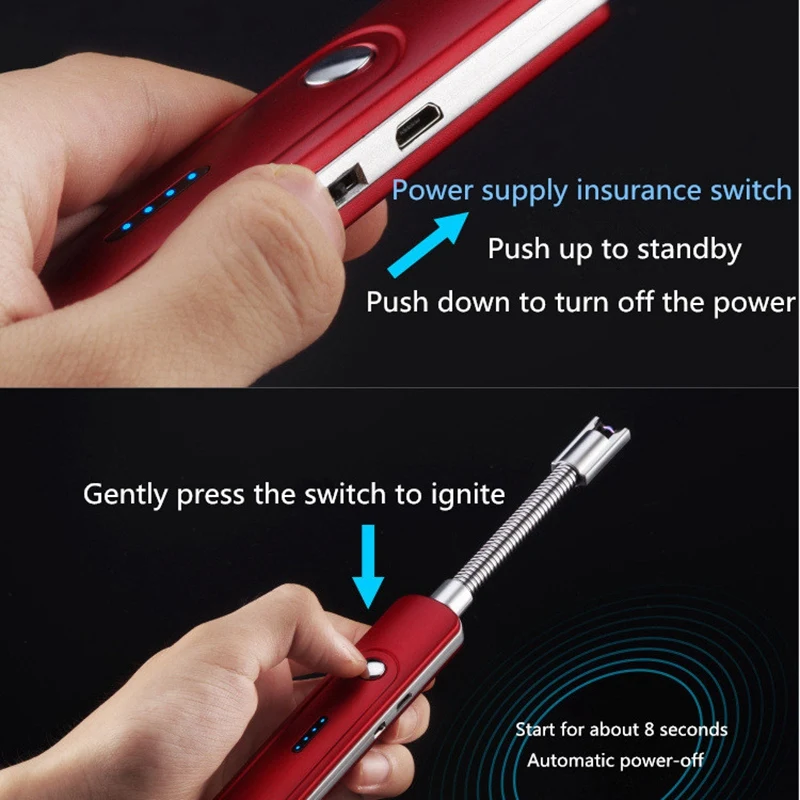 Botique-360 градусов Usb для Плазменно-дуговой зажигалки гибкая электрическая зажигалка с подключением к Usb металлическая ветрозащитная Зажигалка для барбекю кухни