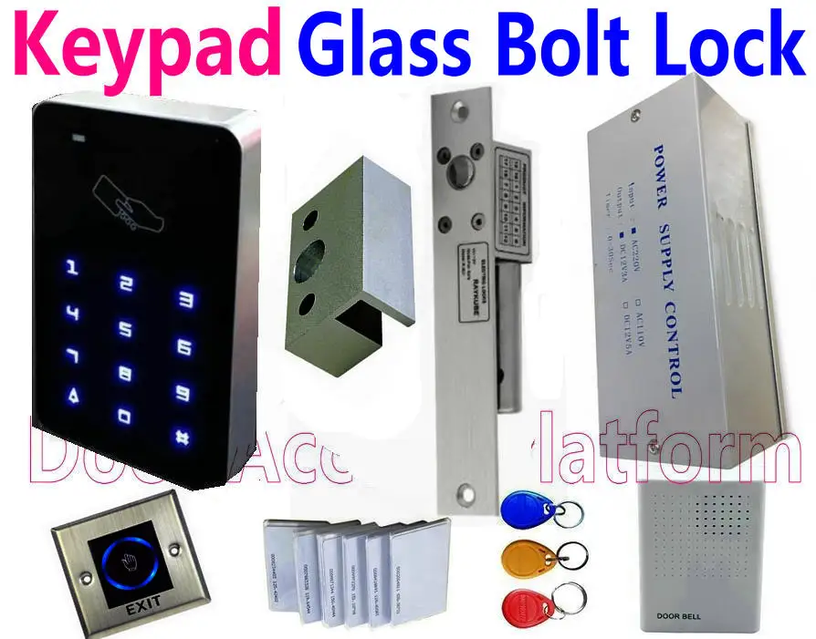 Стеклянная дверная Блокировка болтов Pin код + EM ID карта или MF IC Автономный